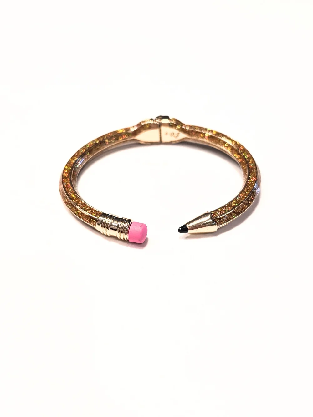 Betsey Johnson Gold Glitter Pencil Cuff Boho Preppy Bracelet